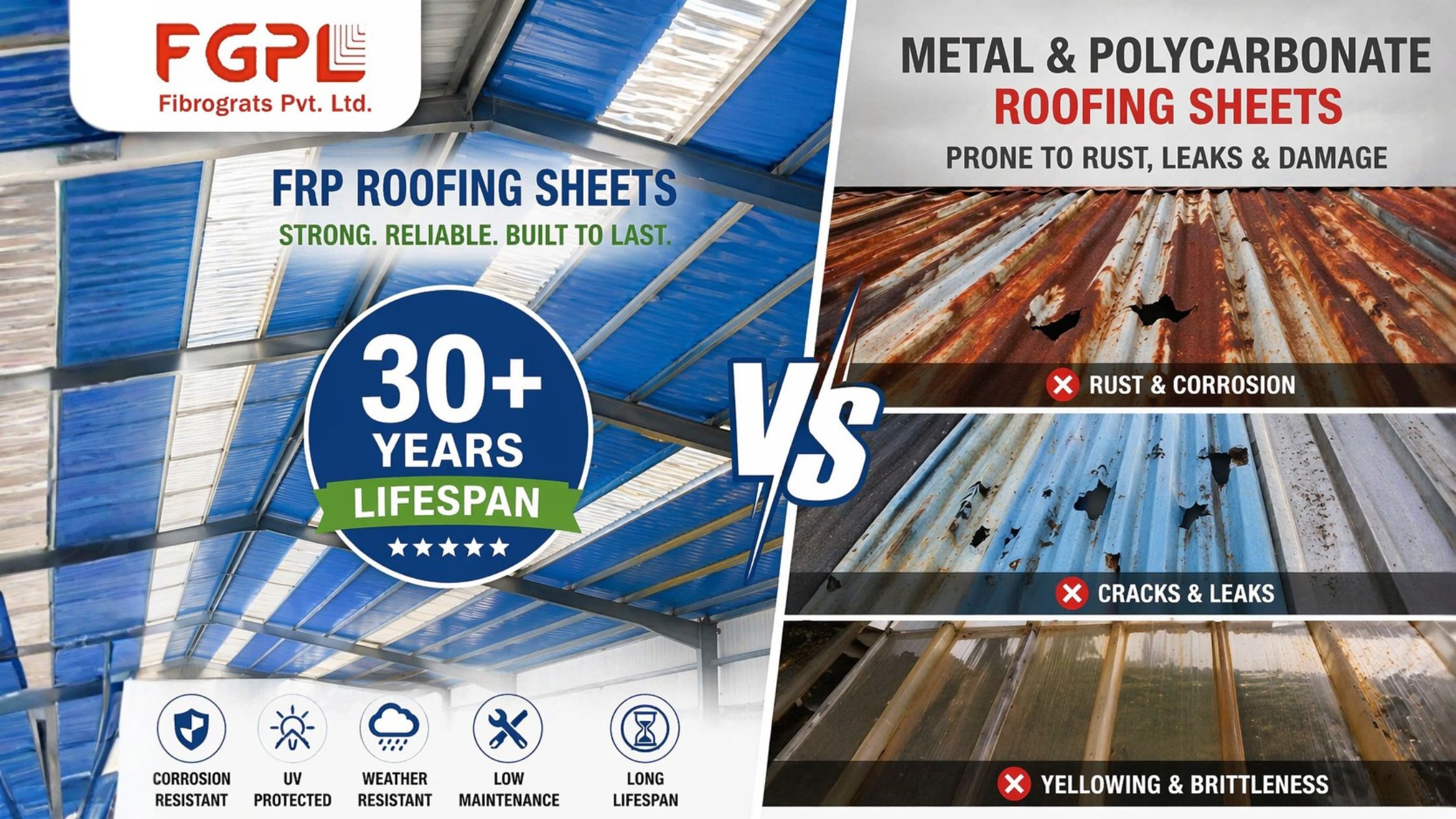 FRP sheets lifespan durability and maintenance in industrial roofing environments